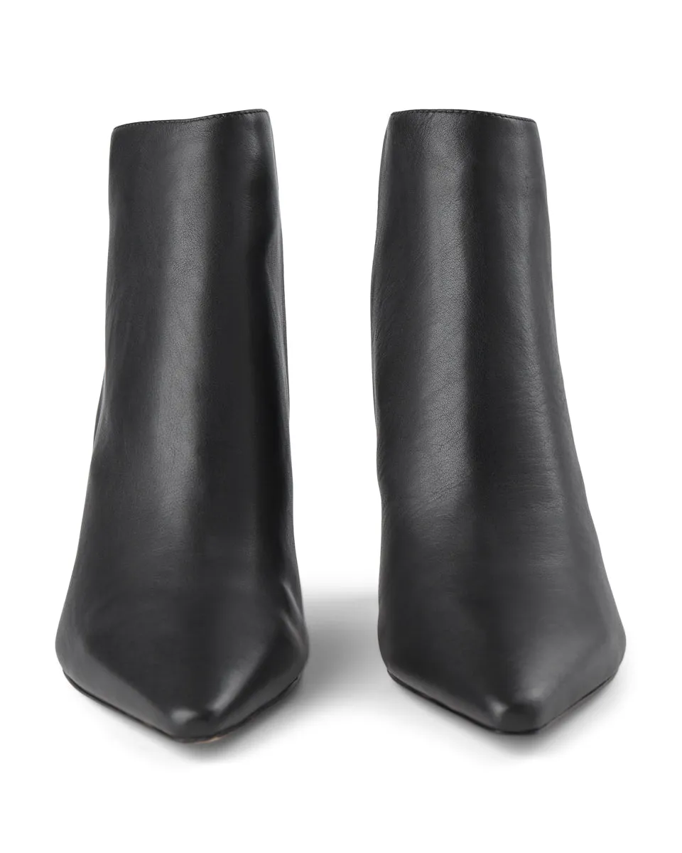 Caris Zip Leather Bootie - BLACK