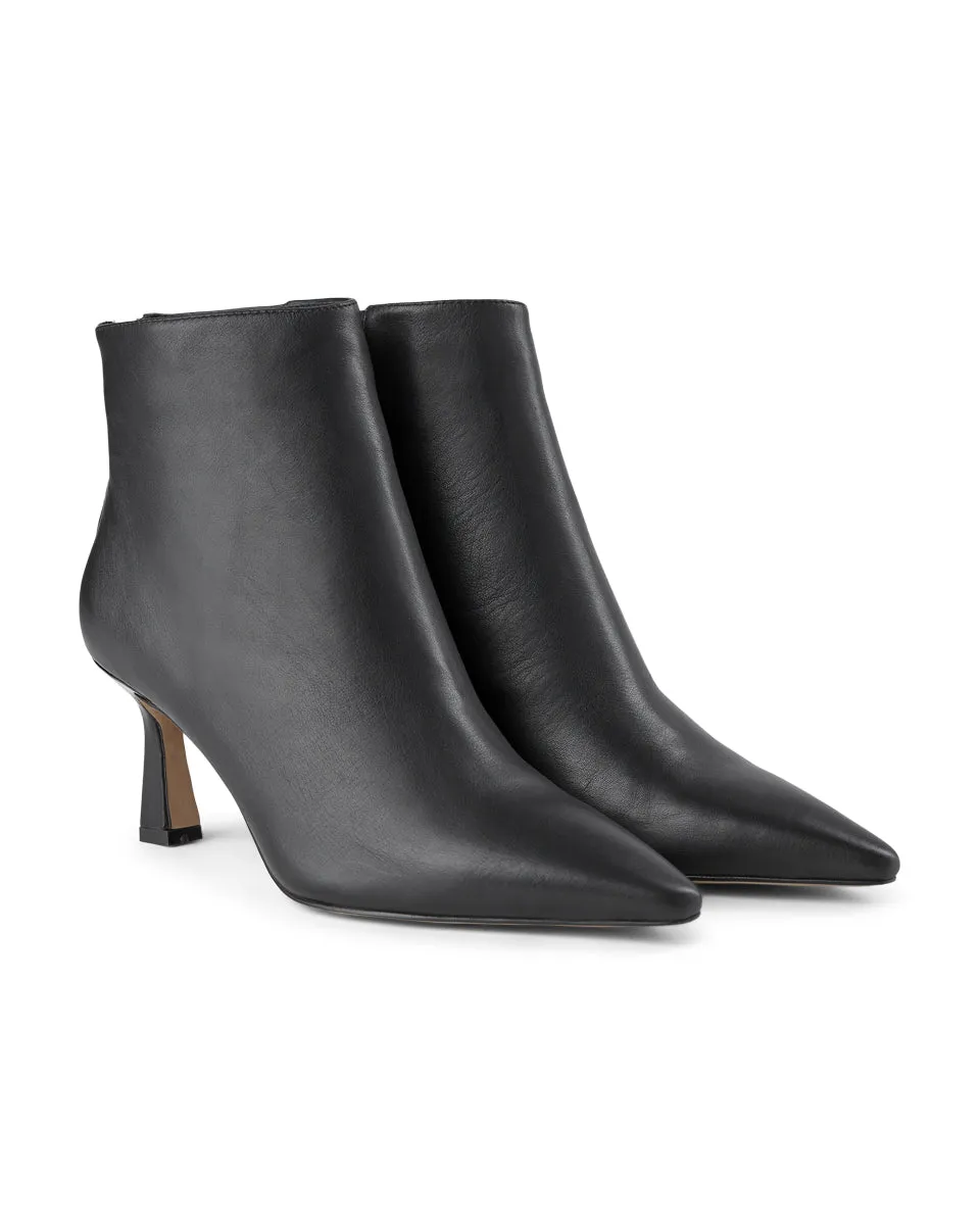 Caris Zip Leather Bootie - BLACK