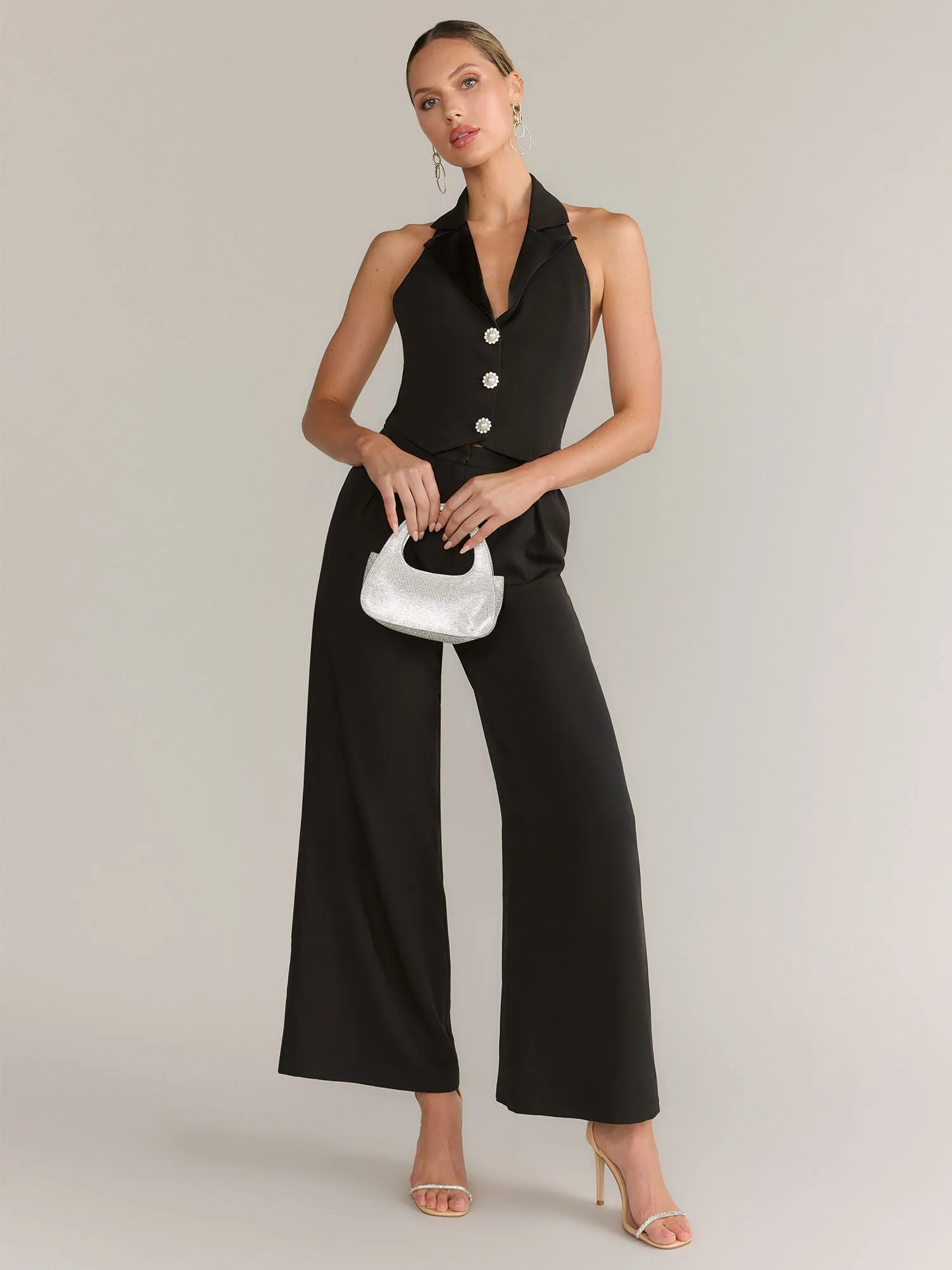 Do   Be Sleeveless Vest Combo Open Back Jumpsuit - Brands We Love