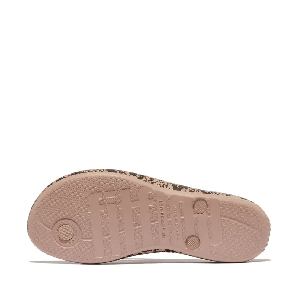 Fitflop iQushion Snake Print Thongs Beige