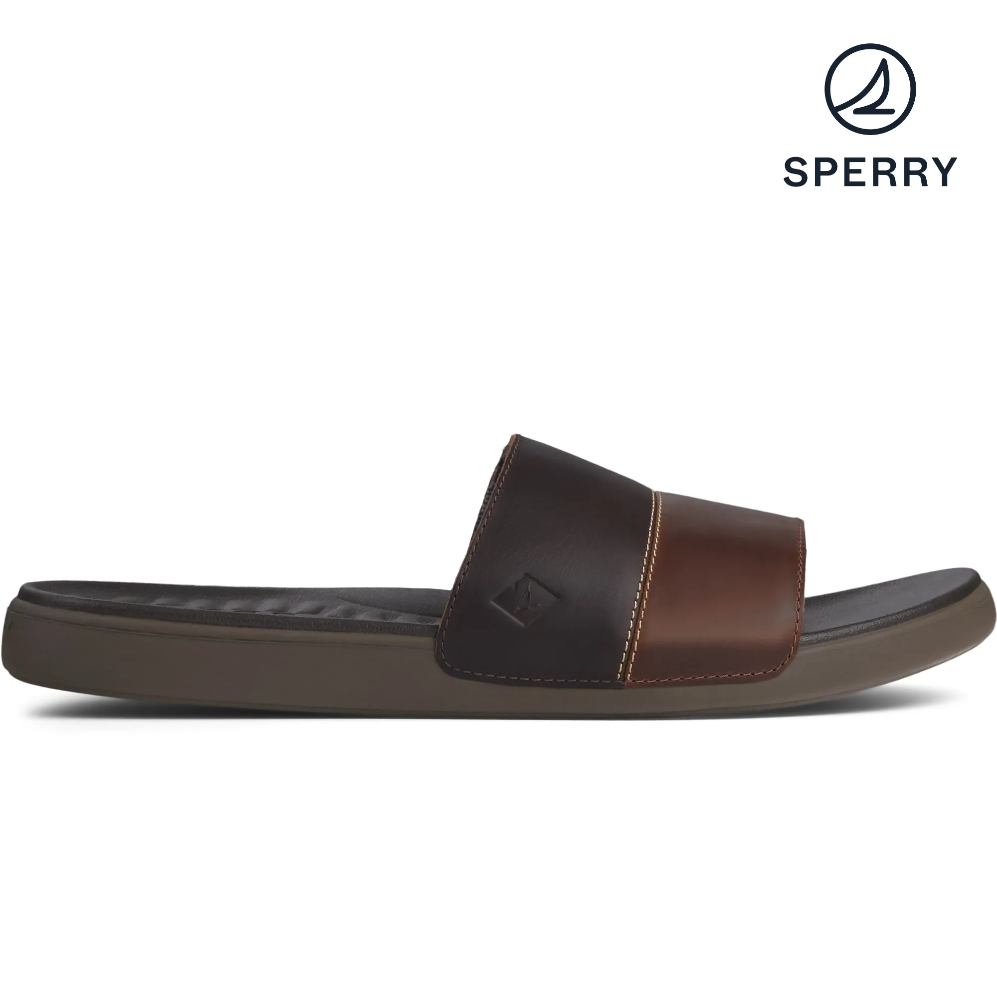 Men's PLUSHWAVE Dock Slide Leather Sandal -  Brown (STS22215)