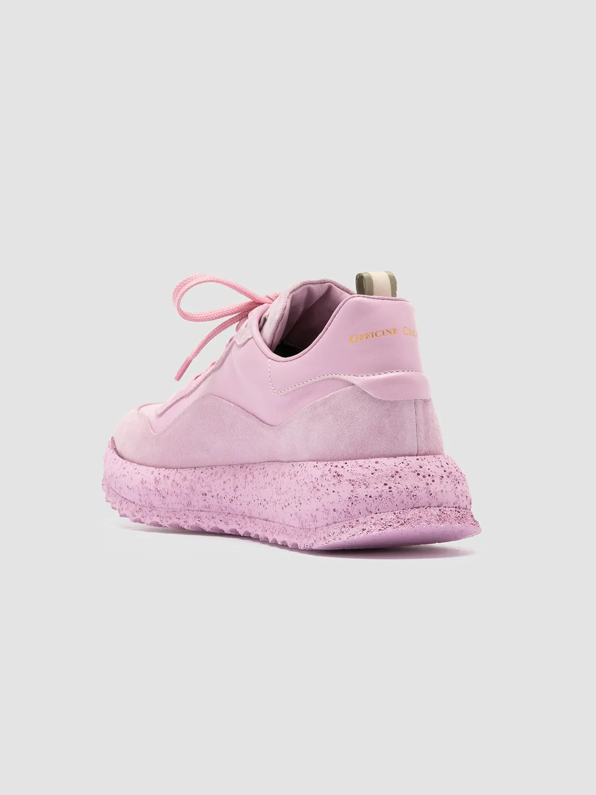 RACE RUBREX 101 - Rose Leather and Suede Low Top Sneakers