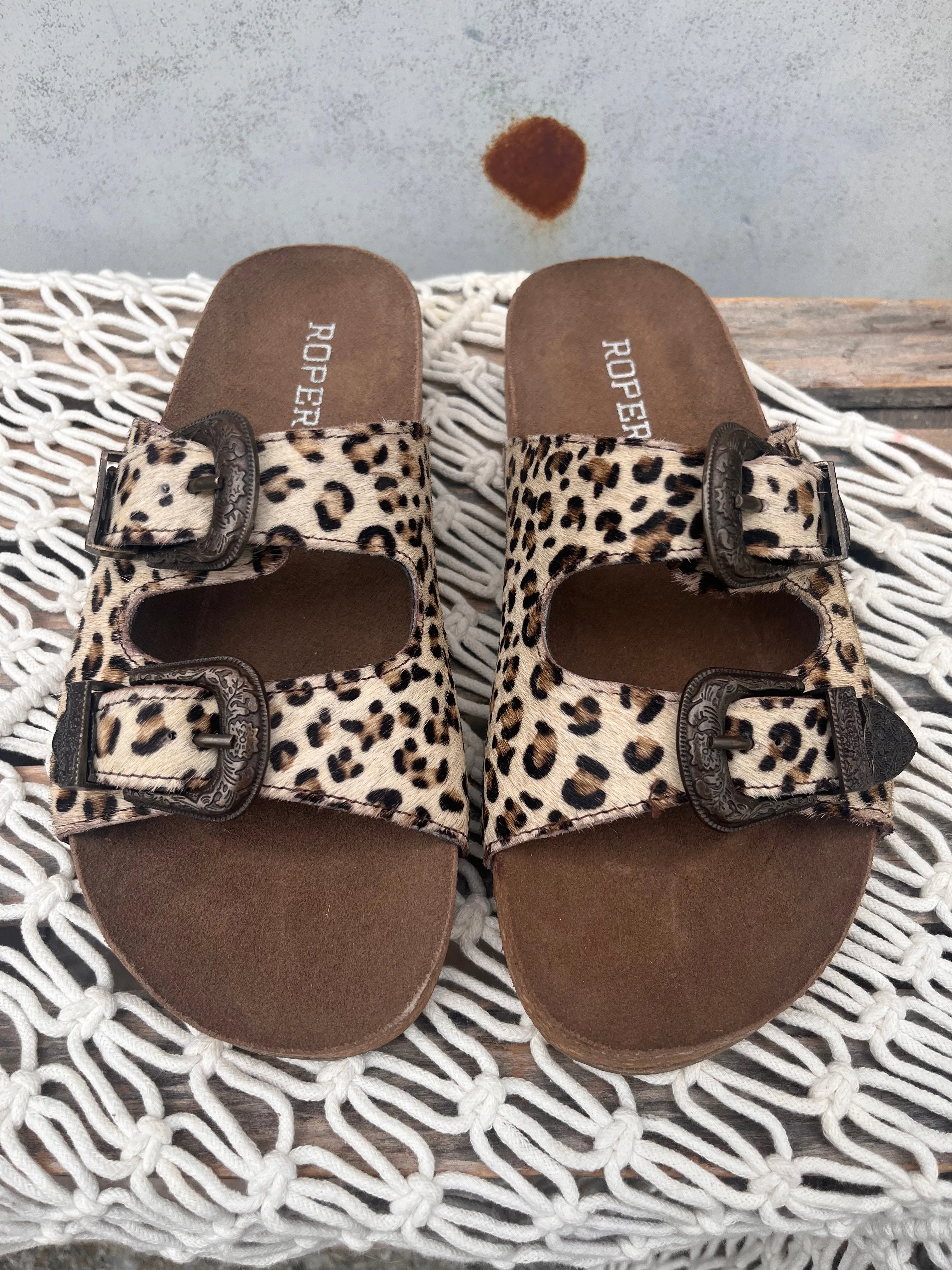 Roper Women's Desiree Leopard Leather Sandals 0607-3220