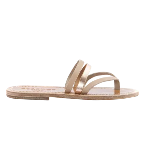 SKYROS FLAT SANDALS IN SOFT LEATHER ROSE GOLD