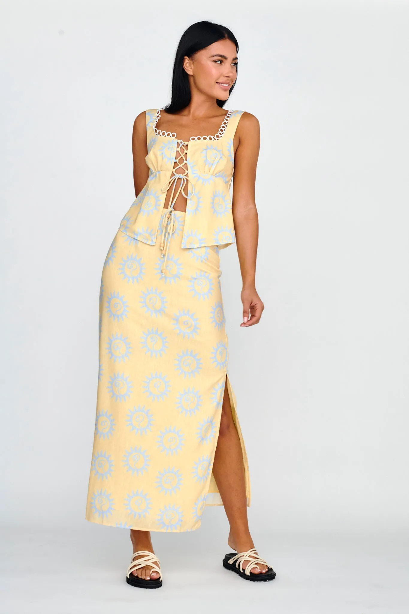 Sun Days Midi Skirt Sun Lemon