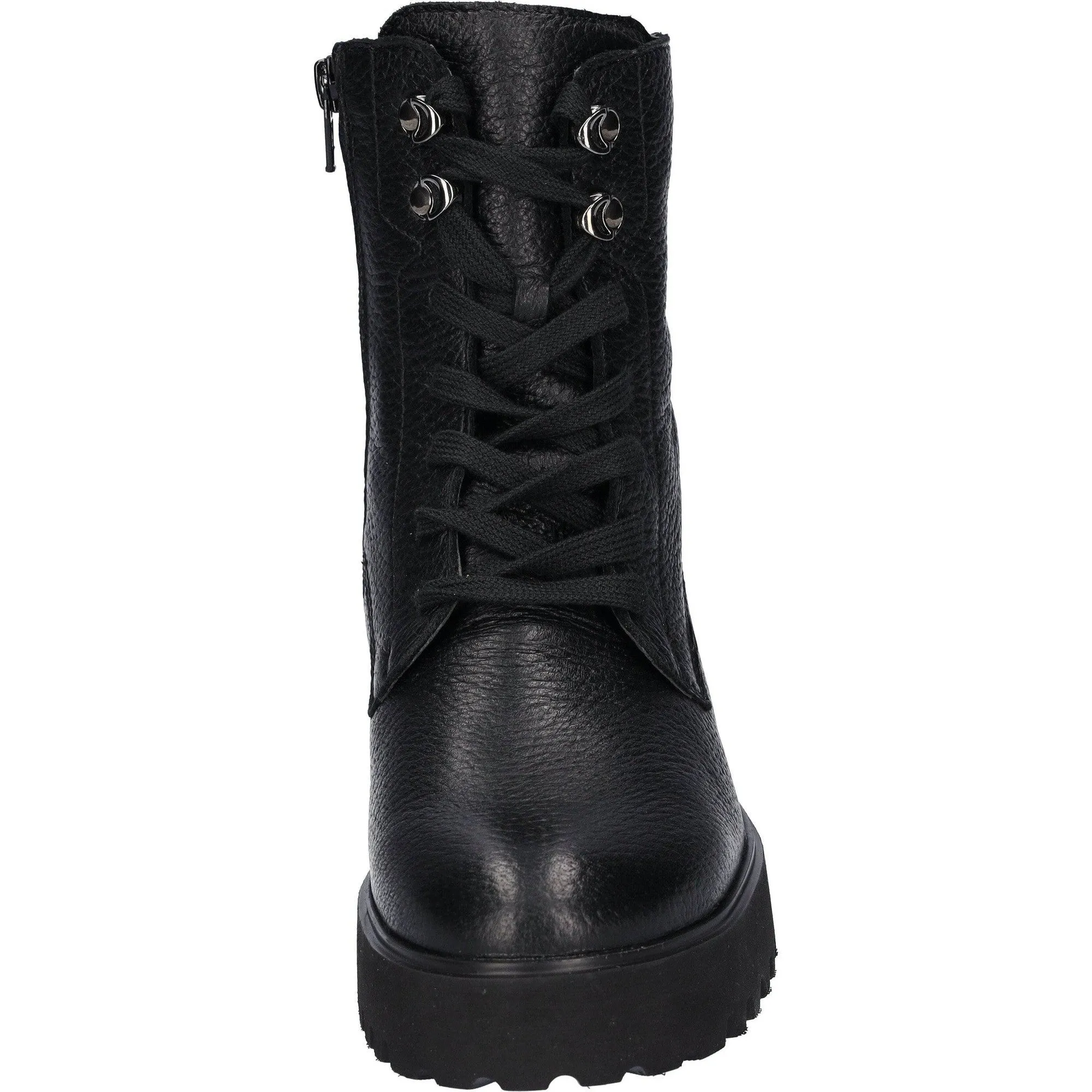 Waldlaufer 771804 199 001 H-Nira Ladies Black Leather Arch Support Zip & Lace Ankle Boots