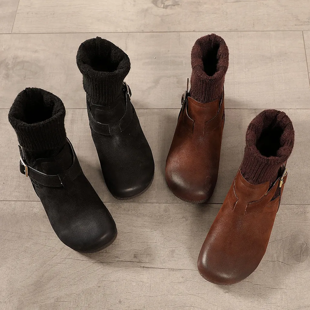 Winter Retro Leather Short Boots | Gift Shoes