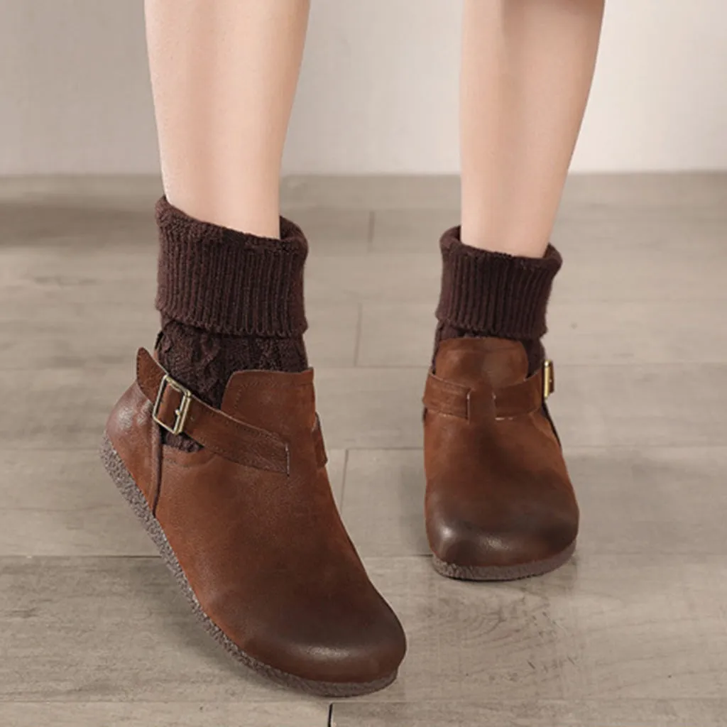 Winter Retro Leather Short Boots | Gift Shoes