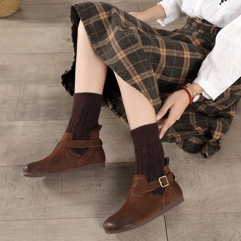 Winter Retro Leather Short Boots | Gift Shoes