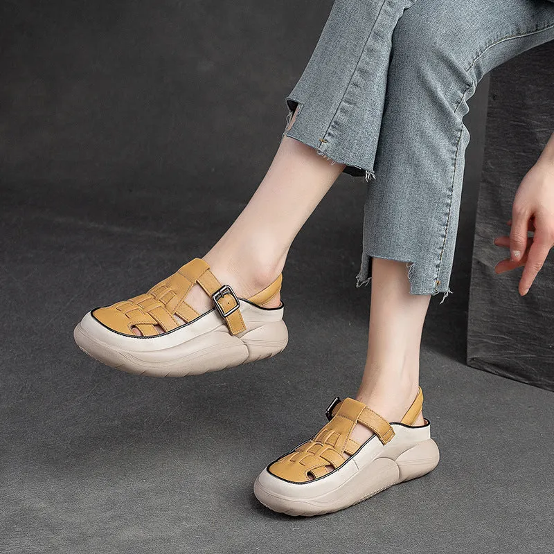 Women Handcraft Plaited Leather Soft Summer Sandals